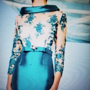 Sonia Peña Long Straight Lace Dress | Elegant Maxi Dress with Standup Collar